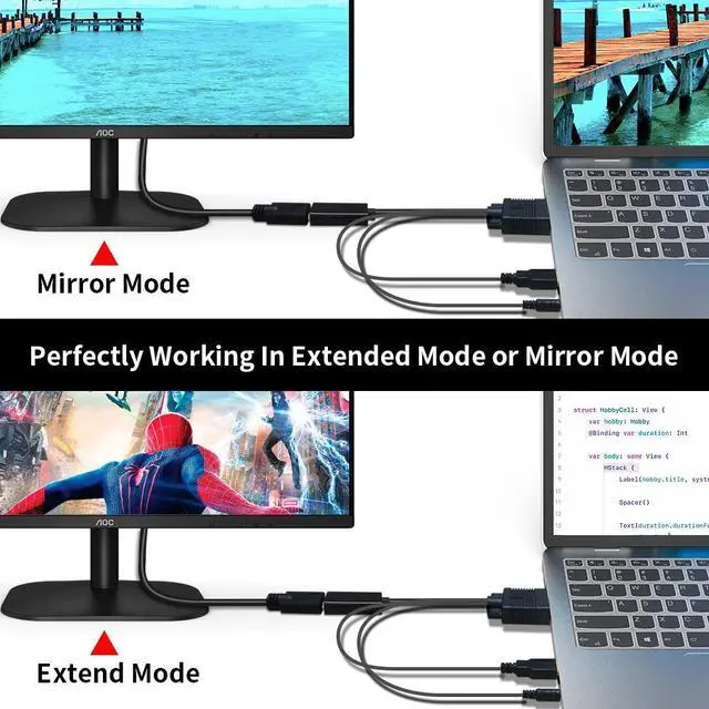 Alt view image 6 of 6 - VGA to HDMI Adapter, 1080P Converter with Audio+USB Power from VGA Computer/Laptop to HDMI TV/Monitor, Male to Female(1ft)