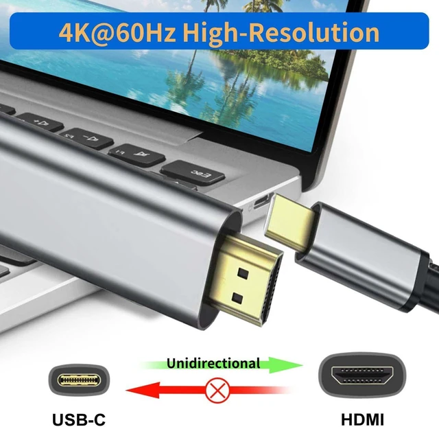Alt view image 3 of 6 - USB C to HDMI Cable 10ft Thunderbolt 3/4 Compatible High-Speed 4K@60Hz Video Output for MacBook and Samsung Galaxy Laptop Display Adapter