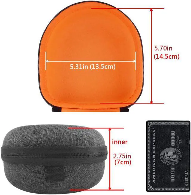 Alt view image 7 of 9 - Geekria Shield Case for Foldable On-Ear / Over-Ear Headphones, Replacement Protective Hard Shell Travel Carrying Bag with Cable Storage, Compatible with Audio-Technica SJ55, SJ33, FW33