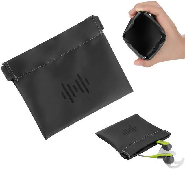 Alt view image 3 of 12 - Geekria Soft Leather Earbud Pouch Case _ Universal Headphone Protection Bag _ Squeeze Coin Pouch _ Earphone Portable Travel B