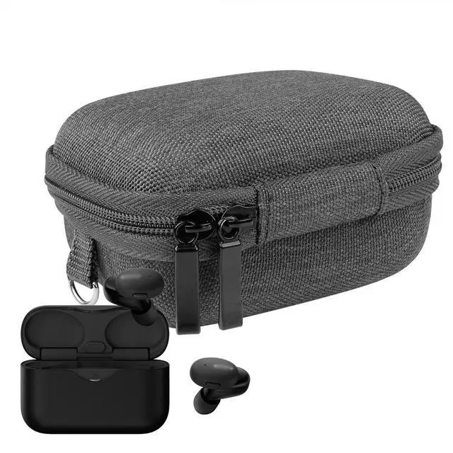 Alt view image 3 of 6 - Geekria Shield Headphones Case Compatible with Sony Wf-H800 Wireless Bluetooth Earbuds Case, Replacement Hard Shell Travel Carrying Bag with Cable Storage (Grey)