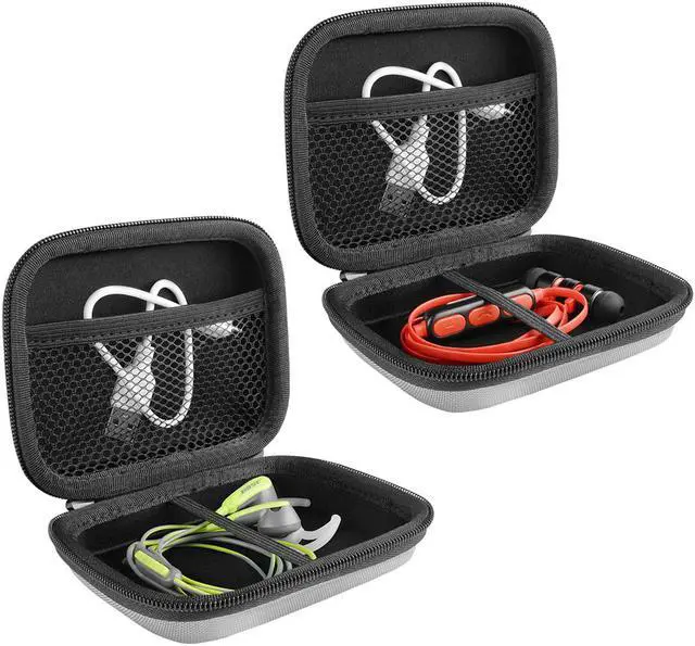Alt view image 3 of 6 - Geekria Shield Headphones Case for In-Ear Earphones, Replacement Hard Shell Travel Carrying Bag with Cable Storage, Compatible with Sony WI-Xb400, WI-C200, WI-C100 (Gery, 2 Packs)