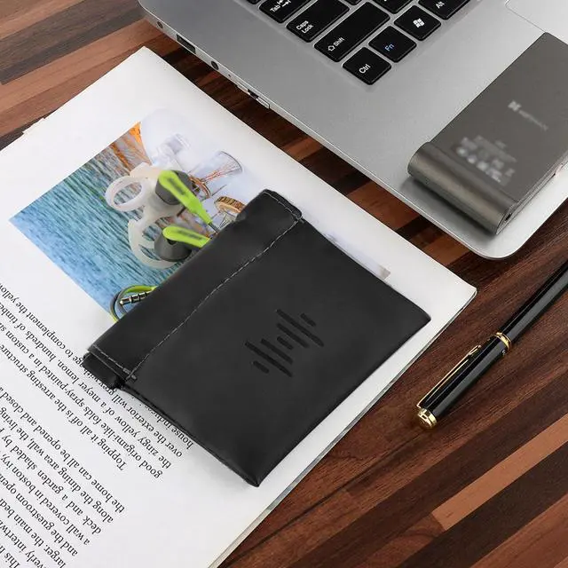 Alt view image 10 of 12 - Geekria Soft Leather Earbud Pouch Case _ Universal Headphone Protection Bag _ Squeeze Coin Pouch _ Earphone Portable Travel B