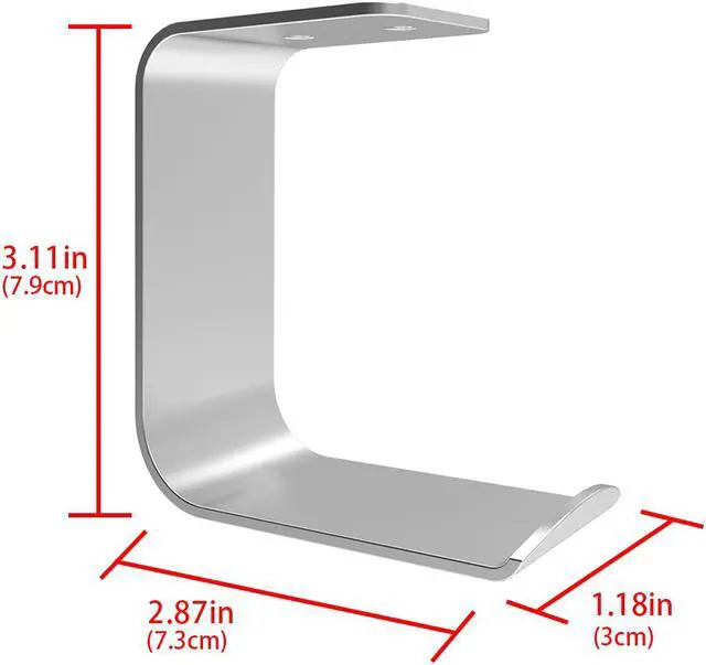 Alt view image 3 of 6 - Geekria Under-Desk Headphone Stand Mount Holder / Headsets Hanger / Gaming Headset Headphone Hook / Universal Stand for All Headphones Size (2pcs C Silver)