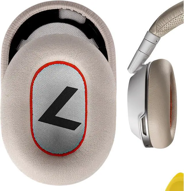 Main image of Geekria QuickFit Protein Leather Replacement Ear Pads for Plantronics BackBeat PRO 2, BackBeat PRO 2 Special Edition, Voyager 8200 UC, Headphones Earpads, Ear Cushion Repair Parts (White/Red)