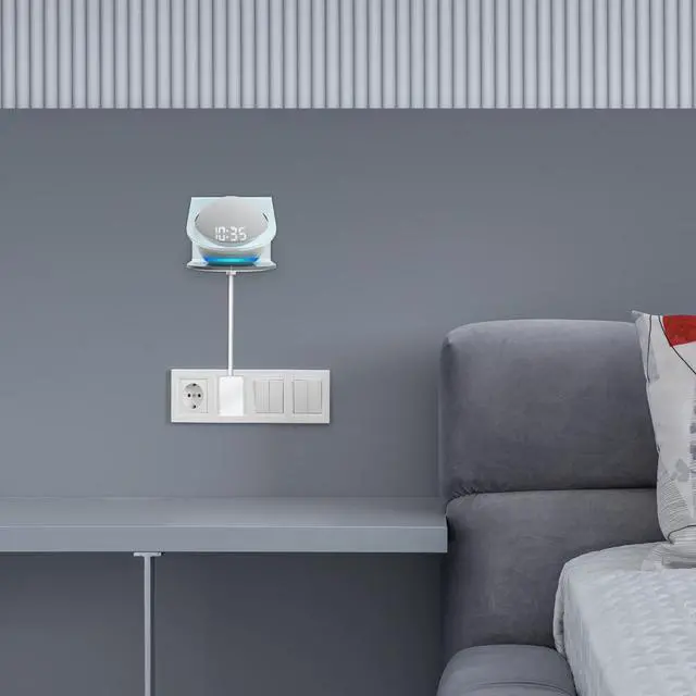Alt view image 5 of 6 - Geekria Acrylic Wall Mount Compatible with Echo Dot (4th Gen) with an LED Clock and Alexa, All-New 2021 Echo Dot 4th Gen Smart Speaker, Speaker Stand Stable Guard Holder (Clear)