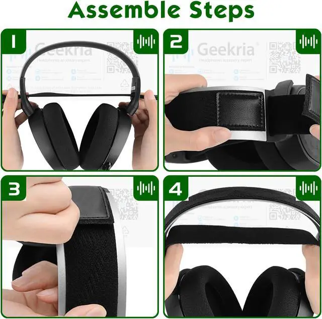 Alt view image 4 of 6 - Geekria Flex Fabric Headband Pad, Compatible with SteelSeries Arctis 7, Arctis 9X, Arctis PRO Headphones Replacement Band / Headset Headband Cushion Cover Repair Parts (Black)