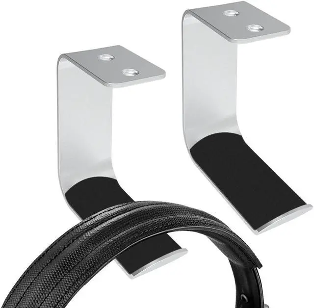 Main image of Geekria Under-Desk Headphone Stand Mount Holder / Headsets Hanger / Gaming Headset Headphone Hook / Universal Stand for All Headphones Size (2pcs C Silver)