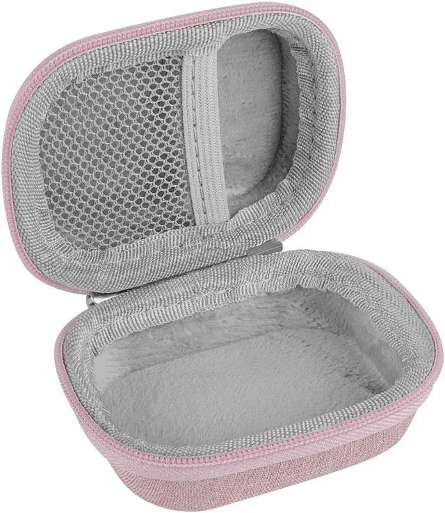 Alt view image 2 of 6 - Geekria Shield Case with Carabiner Compatible with Jabra Elite 75t, Elite 65t, TOZO T6 True Wireless Earbuds, Replacement Protective Hard Shell Travel Carrying Bag with Cable Storage (Pink)
