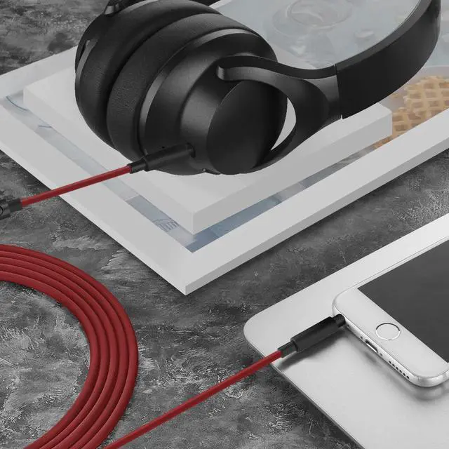 Alt view image 5 of 6 - Geekria QuickFit Audio Cable with Mic Compatible with Soundcore Life Q30, Q35, Life 2 Active, Vortex Cable, 3.5mm Aux Replacement Stereo Cord with Inline Microphone (4 ft/120 m)