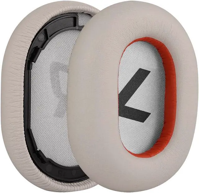 Alt view image 2 of 6 - Geekria QuickFit Protein Leather Replacement Ear Pads for Plantronics BackBeat PRO 2, BackBeat PRO 2 Special Edition, Voyager 8200 UC, Headphones Earpads, Ear Cushion Repair Parts (White/Red)