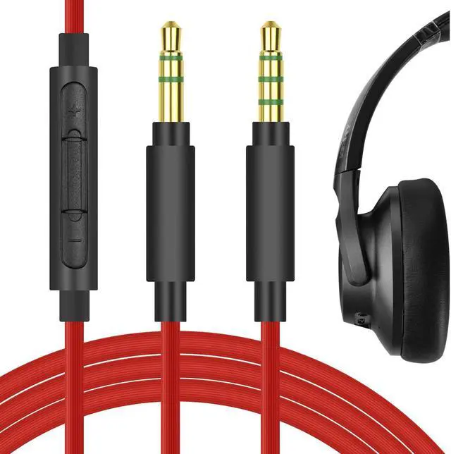 Main image of Geekria QuickFit Audio Cable with Mic Compatible with Soundcore Life Q30, Q35, Life 2 Active, Vortex Cable, 3.5mm Aux Replacement Stereo Cord with Inline Microphone (4 ft/120 m)