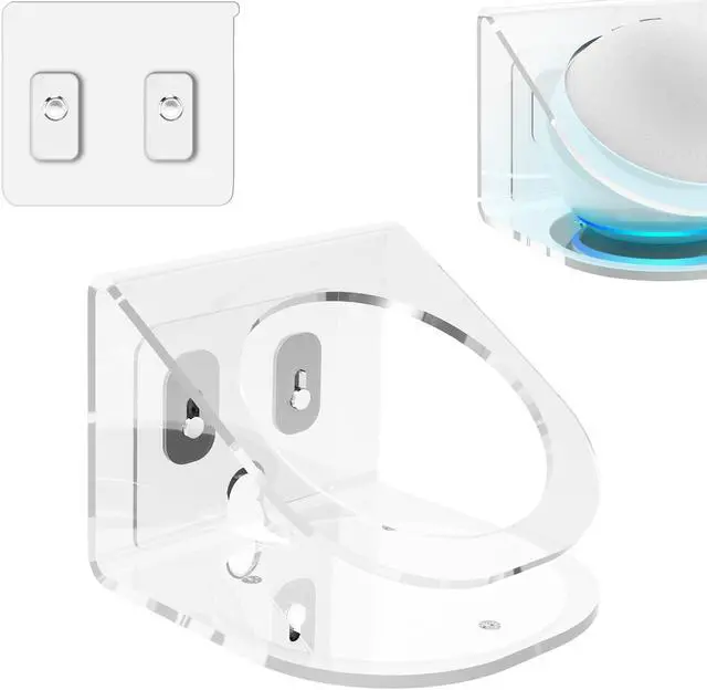 Main image of Geekria Acrylic Wall Mount Compatible with Echo Dot (4th Gen) with an LED Clock and Alexa, All-New 2021 Echo Dot 4th Gen Smart Speaker, Speaker Stand Stable Guard Holder (Clear)