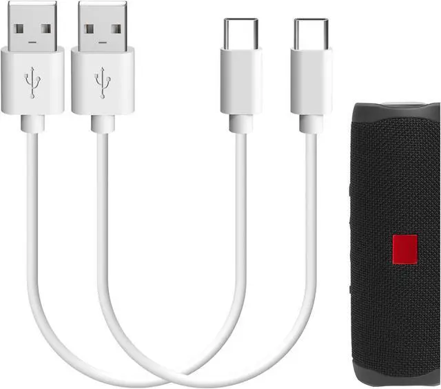 Main image of Geekria Type-C Speakers Short Charger Cable, Compatible with JBL Flip 6, Flip 5, Pulse 5, Pulse 4, Charge 4, Clip 4 Charger, USB to USB-C Replacement Power Charging Cord (1 ft / 30 cm 2 Pack)