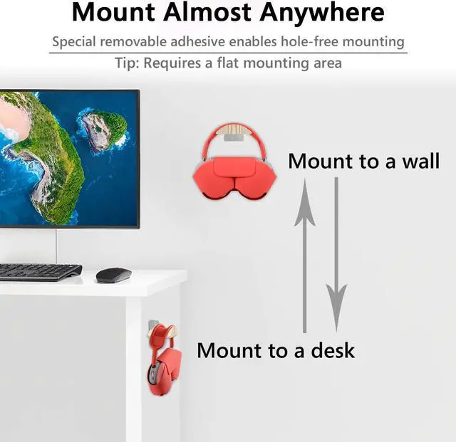 Alt view image 5 of 6 - Geekria Headphone Holder, Headphone Stand Wall Mount, Earphone Hook, Headsets Hanger Compatible with Air Pods Max, Sony WH-1000XM4, WH-1000XM3 Headphones