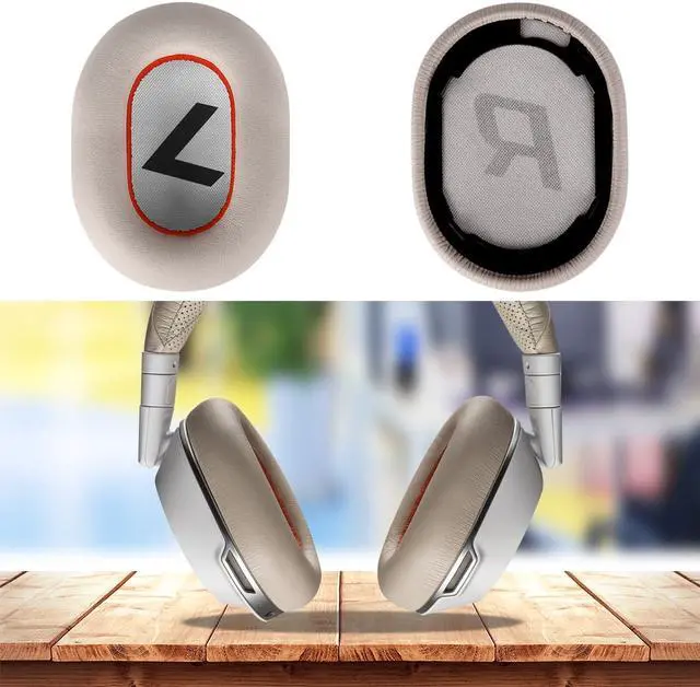Alt view image 6 of 6 - Geekria QuickFit Protein Leather Replacement Ear Pads for Plantronics BackBeat PRO 2, BackBeat PRO 2 Special Edition, Voyager 8200 UC, Headphones Earpads, Ear Cushion Repair Parts (White/Red)