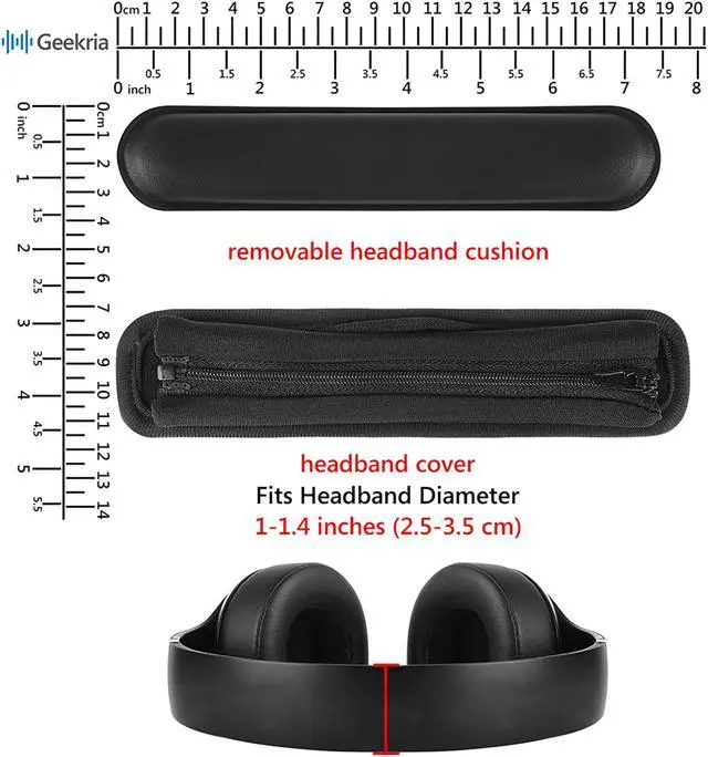 Alt view image 2 of 6 - Geekria Hook and Loop Headband Cover + Headband Pad Set / Headband Protector with Zipper / DIY Installation No Tool Needed, Compatible with Bose Beats JBL ATH Hyperx Skullcandy Headphones (Black)