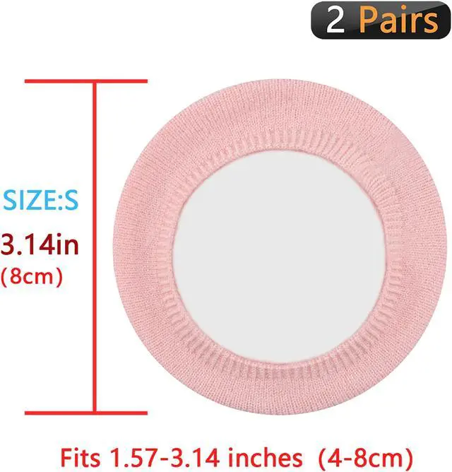 Alt view image 6 of 9 - Geekria 2 Pairs Small Knit Fabric Washable Headphone Covers with Cable Hole /Earphone Covers/Ear Pads Protector/Stretchable Sanitary Earcup, Fits 1.57"-3.15" Headsets (Pink)