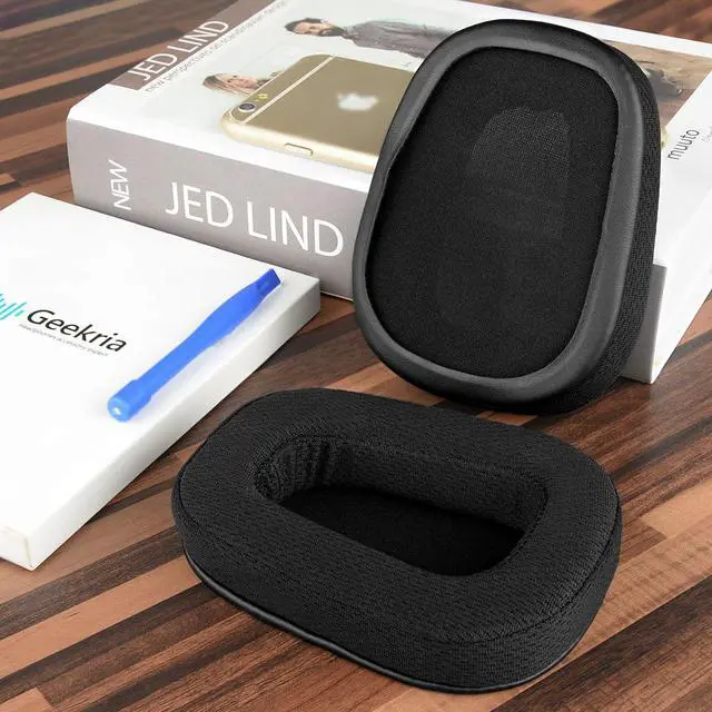 Alt view image 6 of 11 - Geekria QuickFit Mesh Fabric Replacement Ear Pads for Logitech G533, G633, G635, G933, G935 Headphones Ear Cushions, Headset Earpads, Ear Cups Repair Parts (Black)