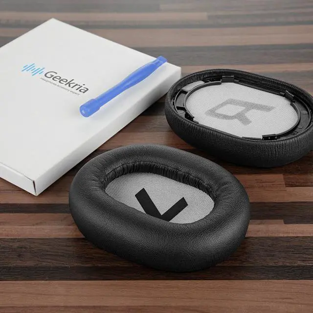 Alt view image 4 of 6 - Geekria QuickFit Protein Leather Replacement Ear Pads for Plantronics BackBeat PRO 2, BackBeat PRO 2 Special Edition, Voyager 8200 UC, Headphones Ear Cushions, Headset Earpads Ear Cups (Black Tan)