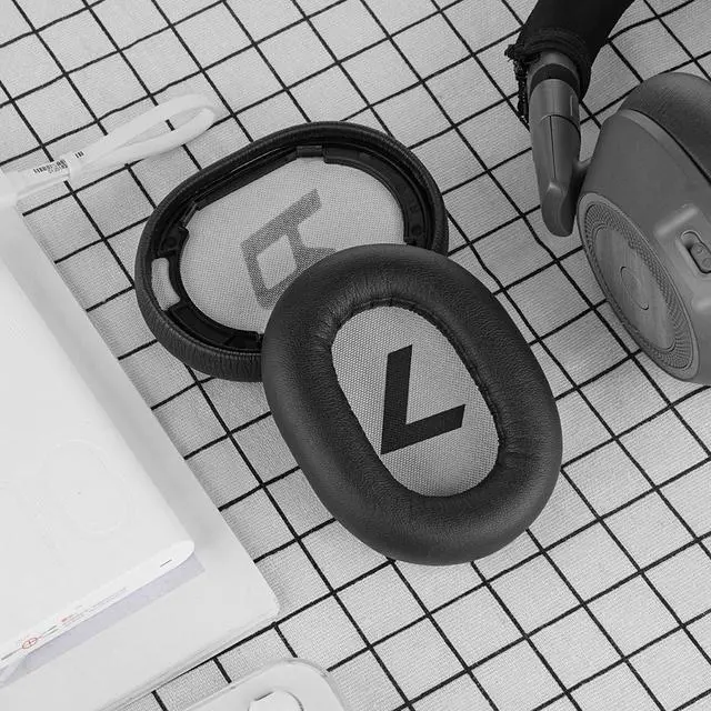 Alt view image 6 of 6 - Geekria QuickFit Protein Leather Replacement Ear Pads for Plantronics BackBeat PRO 2, BackBeat PRO 2 Special Edition, Voyager 8200 UC, Headphones Ear Cushions, Headset Earpads Ear Cups (Black Tan)