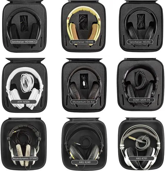 Alt view image 6 of 9 - Geekria Shield Case for Large-Sized Over-Ear Headphones, Replacement Protective Hard Shell Travel Carrying Bag with Cable Storage, Compatible with Sennheiser HD599, HD598, AKG K371 (Drak Grey)