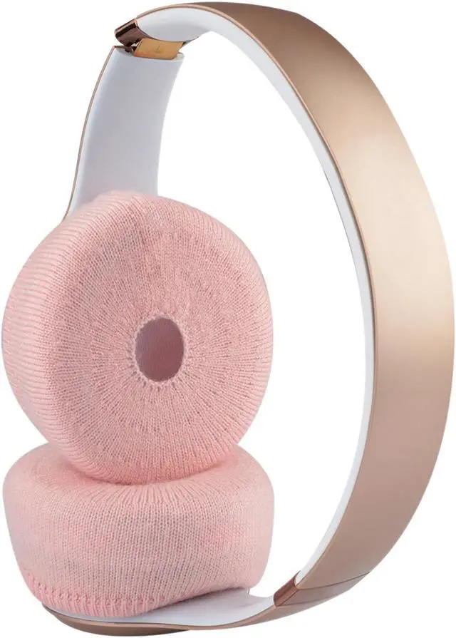 Alt view image 9 of 9 - Geekria 2 Pairs Small Knit Fabric Washable Headphone Covers with Cable Hole /Earphone Covers/Ear Pads Protector/Stretchable Sanitary Earcup, Fits 1.57"-3.15" Headsets (Pink)