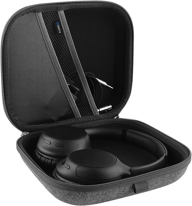 Alt view image 3 of 6 - Geekria Shield Headphones Case Compatible with Sony WH-1000XM5, WH-CH710N, WH-CH700N, WH-1000XM4, WH-XB910N Case, Replacement Hard Shell Travel Carrying Bag with Cable Storage (Gery)
