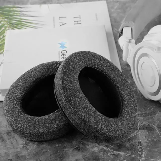 Alt view image 7 of 10 - Geekria Comfort Linen Replacement Ear Pads for Audio-Technica ATH-M50XBT ATH-M50xBT2 ATH-M50X M40X M30X M20X M10X ATH-ANC9 Headphones Earpads, Headset Ear Cushion Repair Parts (Dark Grey)