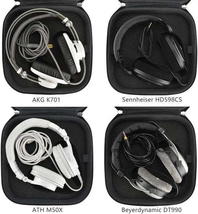 Alt view image 5 of 9 - Geekria Shield Case for Large-Sized Over-Ear Headphones, Replacement Protective Hard Shell Travel Carrying Bag with Cable Storage, Compatible with Sennheiser HD800, Beyerdynamic T1 (Drak Grey)