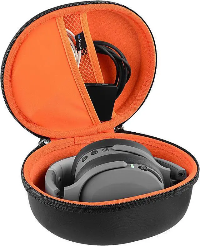 Alt view image 4 of 10 - headphones case for skullcandy crusher bluetooth wireless, sennheiser hd 4.30i, hd 4.30g, hd 4.20, hd 2.30, momentum 2.0, mm550x, hard shell carrying case/headset travel bag black pu