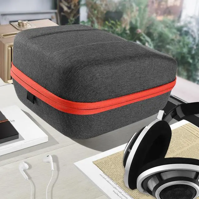 Alt view image 7 of 10 - geekria headphones case compatible with sennheiser hd800, hd598, akg k701, q701, beyerdynamic dt880, dt990 and more/hard shell large carrying case/headset travel bag black fabric