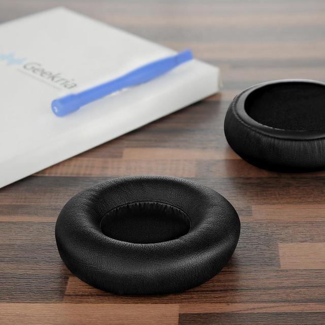 Alt view image 4 of 16 - Geekria QuickFit Protein Leather Replacement Ear Pads for Monster DNA On-Ear Headphones Earpads, Headset Ear Cushion Repair Parts (Black)