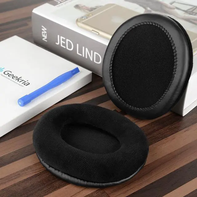 Alt view image 6 of 6 - Geekria Comfort Velour Replacement Ear Pads for Shure Hpaec240, Hpaec440, Hpaec840, Hpaec940, Srh840 Srh440, Srh940 Headphones Ear Cushions, Headset Earpads, Ear Cups Repair Parts (Black)