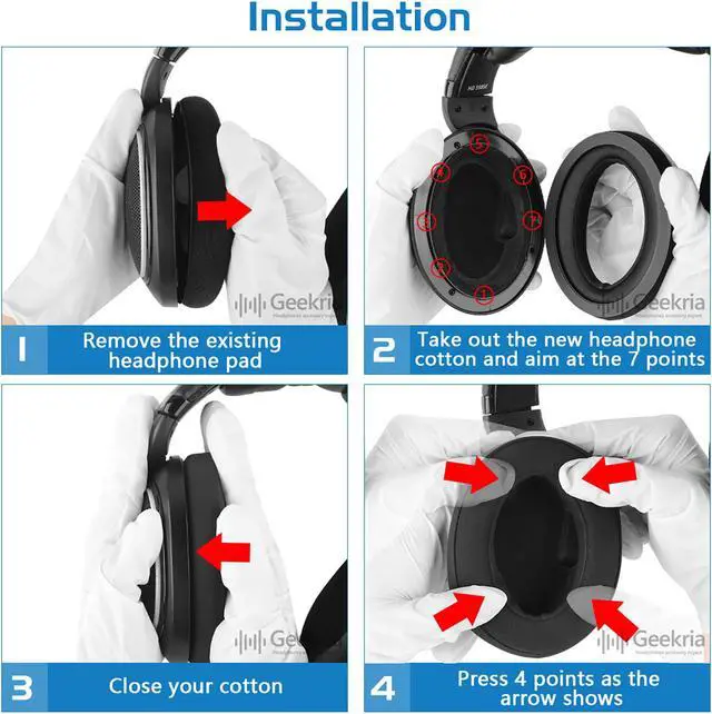 Alt view image 6 of 8 - Geekria Comfort Velour Replacement Ear Pads for Sennheiser HD598, HD598SE, HD598CS, HD598SR, HD595 Headphones Ear Cushions, Headset Earpads, Ear Cups Repair Parts (Black)