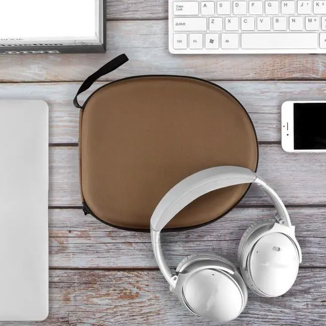 Alt view image 9 of 9 - Geekria UltraShell Headphones Full Size Hard Carrying Case, Brown Fabric.