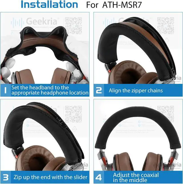 Alt view image 6 of 9 - geekria headband cover compatible ath msr7, msr7nc, msr7bk, msr7gm, m50 headphones/headphone headband protector repair parts/protective sleeve/easy diy installation no tool needed