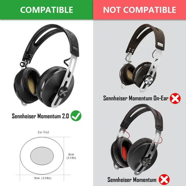 Alt view image 4 of 9 - Geekria QuickFit Protein Leather Replacement Ear Pads for Sennheiser Momentum 2.0 Over-Ear Headphones Ear Cushions, Headset Earpads, Ear Cups Repair Parts (Dark Brown)