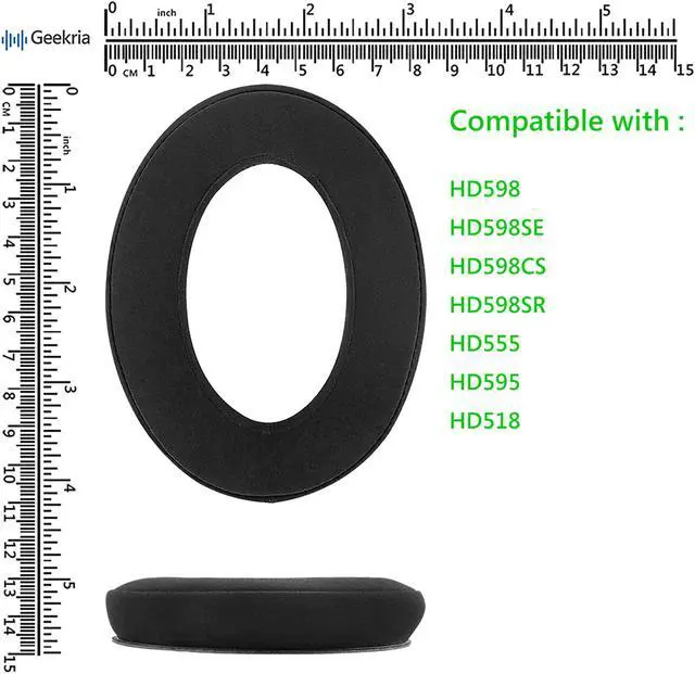 Alt view image 7 of 8 - Geekria Comfort Velour Replacement Ear Pads for Sennheiser HD598, HD598SE, HD598CS, HD598SR, HD595 Headphones Ear Cushions, Headset Earpads, Ear Cups Repair Parts (Black)