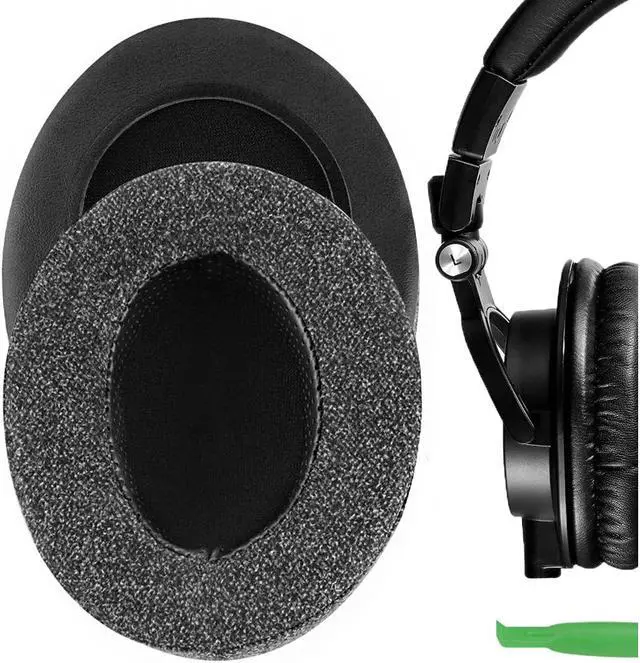 Alt view image 2 of 10 - Geekria Comfort Linen Replacement Ear Pads for Audio-Technica ATH-M50XBT ATH-M50xBT2 ATH-M50X M40X M30X M20X M10X ATH-ANC9 Headphones Earpads, Headset Ear Cushion Repair Parts (Dark Grey)