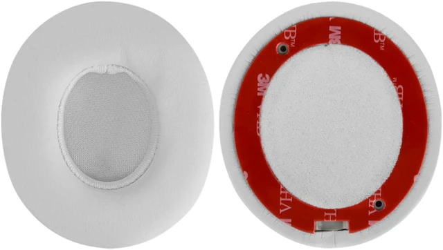Alt view image 3 of 6 - Geekria QuickFit Protein Leather Replacement Ear Pads for Beats Solo2.0 (B0534) On-Ear Headphones Earpads, Headset Ear Cushion Repair Parts (White)