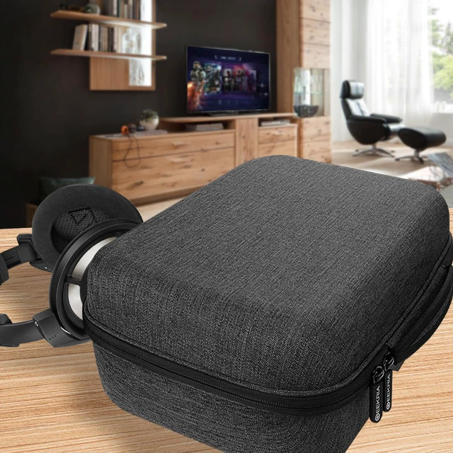 Alt view image 8 of 10 - Geekria Shield Case for Large-Sized Over-Ear Headphones, Replacement Protective Hard Shell Travel Carrying Bag with Cable Storage, Compatible with Sennheiser HD820 (Drak Grey)