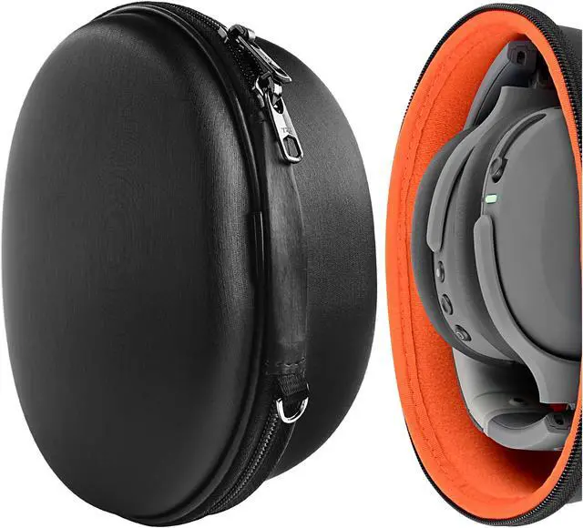 Alt view image 2 of 10 - headphones case for skullcandy crusher bluetooth wireless, sennheiser hd 4.30i, hd 4.30g, hd 4.20, hd 2.30, momentum 2.0, mm550x, hard shell carrying case/headset travel bag black pu