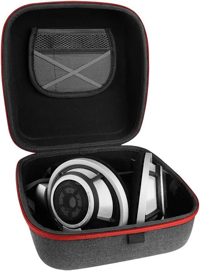 Alt view image 4 of 10 - geekria headphones case compatible with sennheiser hd800, hd598, akg k701, q701, beyerdynamic dt880, dt990 and more/hard shell large carrying case/headset travel bag black fabric