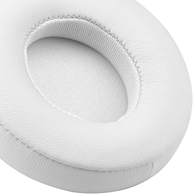 Alt view image 5 of 6 - Geekria QuickFit Protein Leather Replacement Ear Pads for Beats Solo2.0 (B0534) On-Ear Headphones Earpads, Headset Ear Cushion Repair Parts (White)