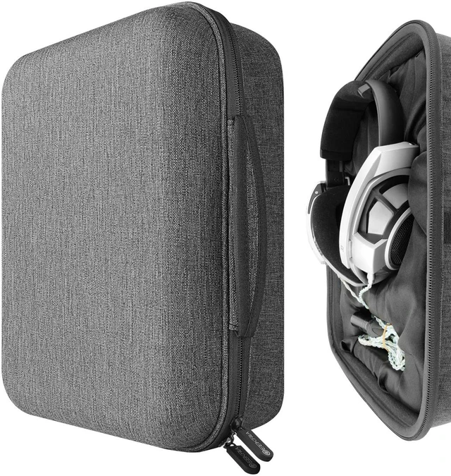 Alt view image 3 of 10 - Geekria Shield Case for Large-Sized Over-Ear Headphones, Replacement Protective Hard Shell Travel Carrying Bag with Cable Storage, Compatible with Sennheiser HD820 (Drak Grey)