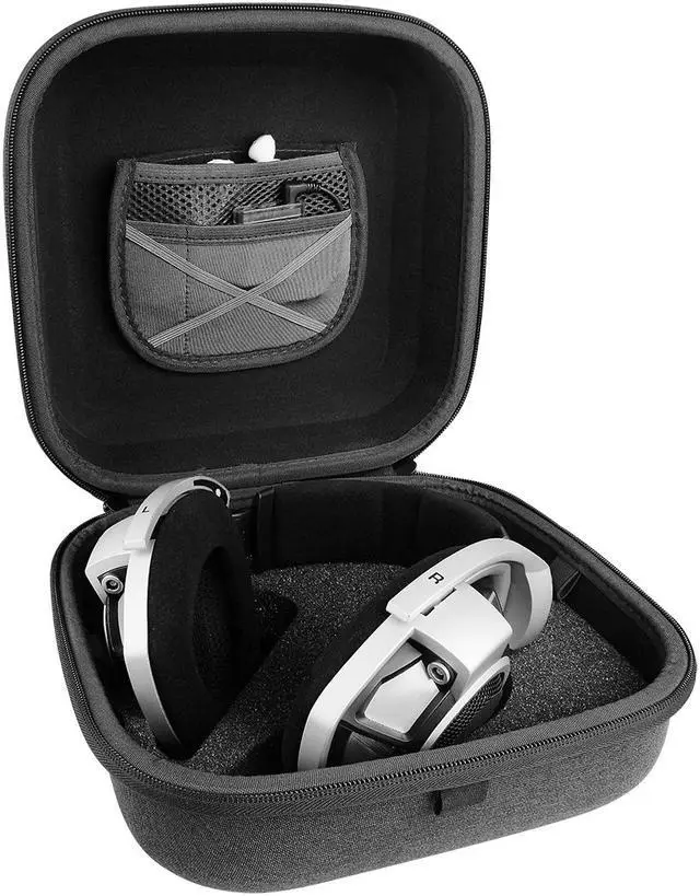 Alt view image 3 of 9 - Geekria Shield Case for Large-Sized Over-Ear Headphones, Replacement Protective Hard Shell Travel Carrying Bag with Cable Storage, Compatible with Sennheiser HD800, Beyerdynamic T1 (Drak Grey)