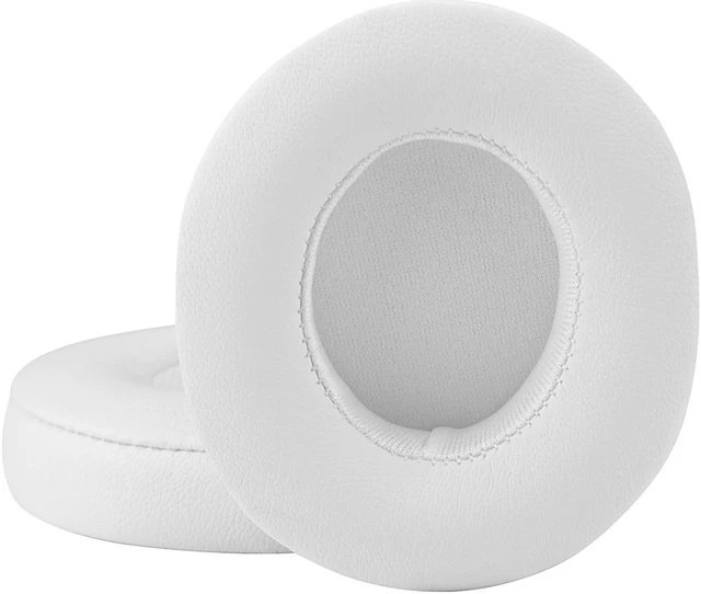 Main image of Geekria QuickFit Protein Leather Replacement Ear Pads for Beats Solo2.0 (B0534) On-Ear Headphones Earpads, Headset Ear Cushion Repair Parts (White)