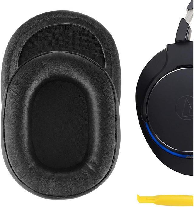 Alt view image 2 of 8 - Geekria QuickFit Protein Leather Replacement Ear Pads for Audio-Technica ATH-MSR7 MSR7NC MSR7BK MSR7GM Headphones Earpads, Headset Ear Cushion Repair Parts (Black)