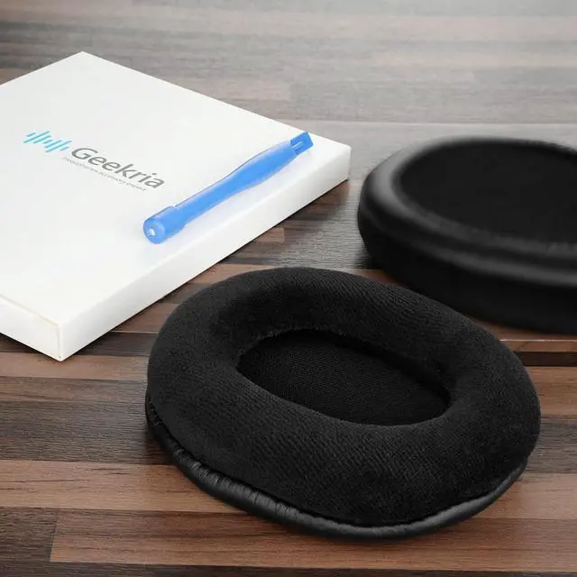 Alt view image 4 of 6 - Geekria Comfort Velour Replacement Ear Pads for Shure Hpaec240, Hpaec440, Hpaec840, Hpaec940, Srh840 Srh440, Srh940 Headphones Ear Cushions, Headset Earpads, Ear Cups Repair Parts (Black)